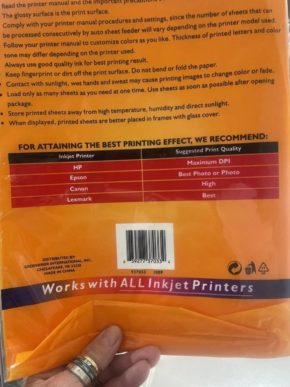 Premium Photo Paper 5760dpi 9mil 20 Sheets of Size 4